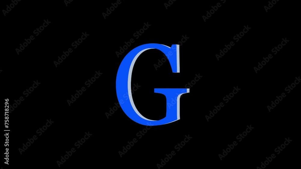 3d G letter logo loopable rotated blue color animation black background 3d G letter logo loopable rotated blue color animation black background