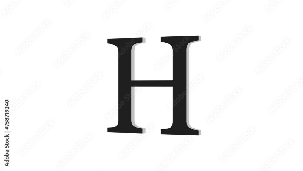 3d H letter logo loopable rotated black color animation white background 3d H letter logo loopable rotated black color animation white background