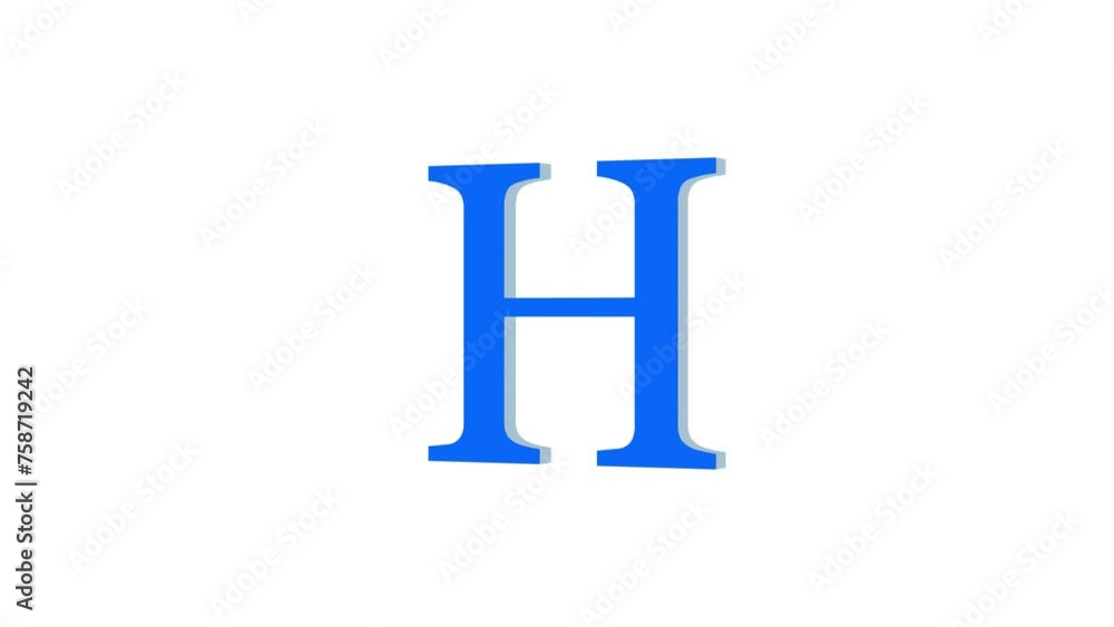 3d H letter logo loopable rotated blue color animation white background 3d H letter logo loopable rotated blue color animation white background