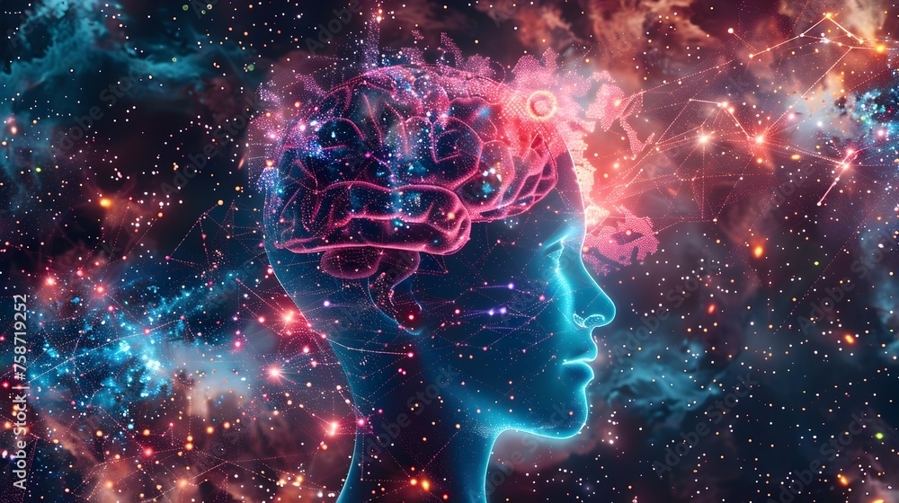 Cosmic Brain Network, Ideal for Concepts on Mindfulness and AI Cosmic Brain Network, Ideal for Concepts on Mindfulness and AI