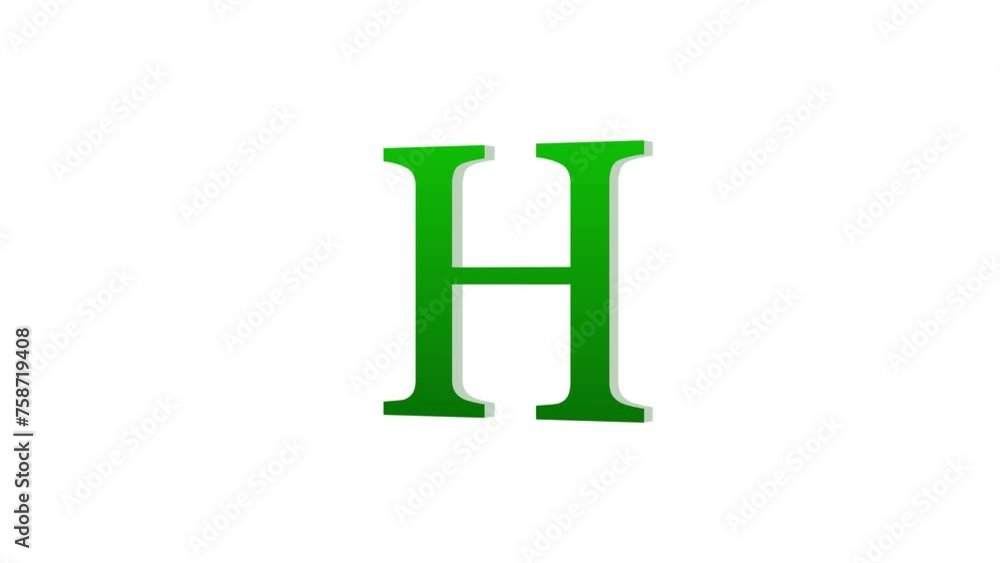 3d H letter logo loopable rotated green color animation white background 3d H letter logo loopable rotated green color animation white background