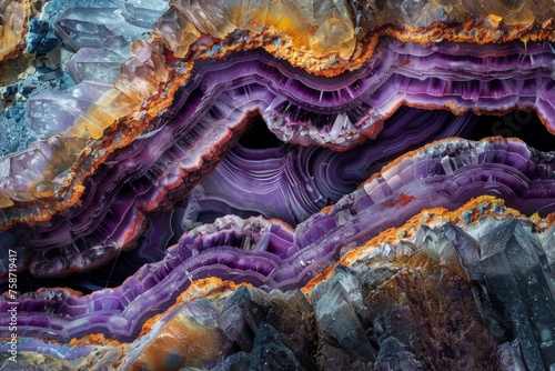 A vibrant macro shot of a cross-section of agate stone