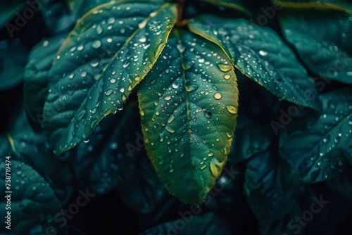 water drops on green leaf