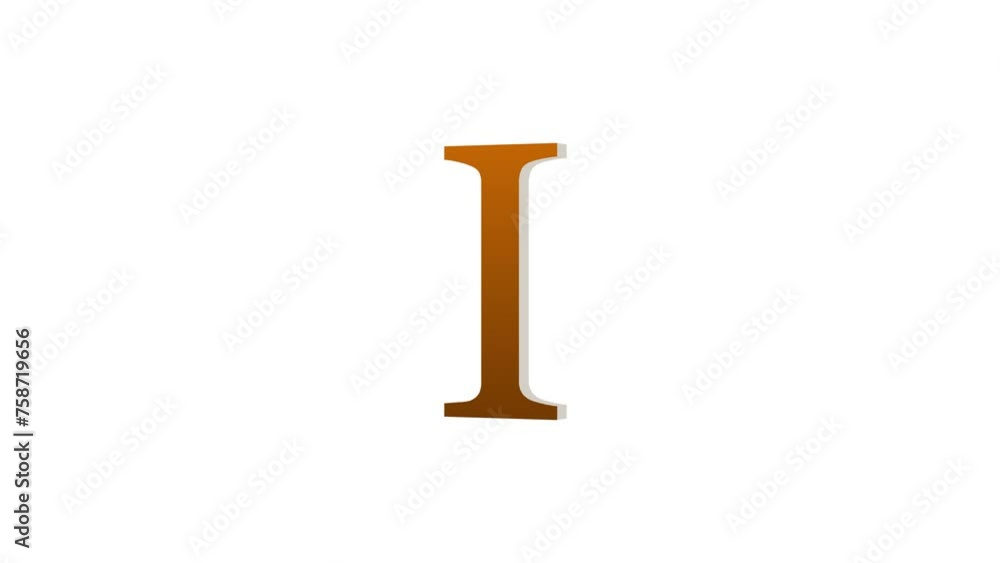 3d I letter logo loopable rotated brown color animation white background 3d I letter logo loopable rotated brown color animation white background