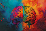 a 2D brain painting on colorful background.
