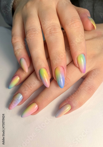 Rainbow Unicorn Ombre Nails Gel Polish