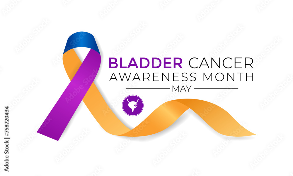 Bladder Cancer Awareness Month is May. That focuses attention on bladder cancer. Banner poster, flyer and background design. Vector illustration. - obrazy, fototapety, plakaty 