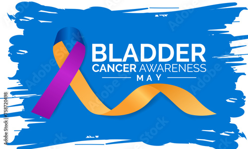 Bladder Cancer Awareness Month is May. That focuses attention on bladder cancer. Banner poster, flyer and background design. Vector illustration.