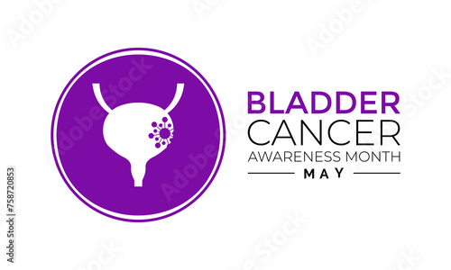 Bladder Cancer Awareness Month is May. That focuses attention on bladder cancer. Banner poster, flyer and background design. Vector illustration.