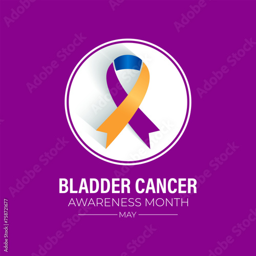 Bladder Cancer Awareness Month is May. That focuses attention on bladder cancer. Banner poster, flyer and background design. Vector illustration.
