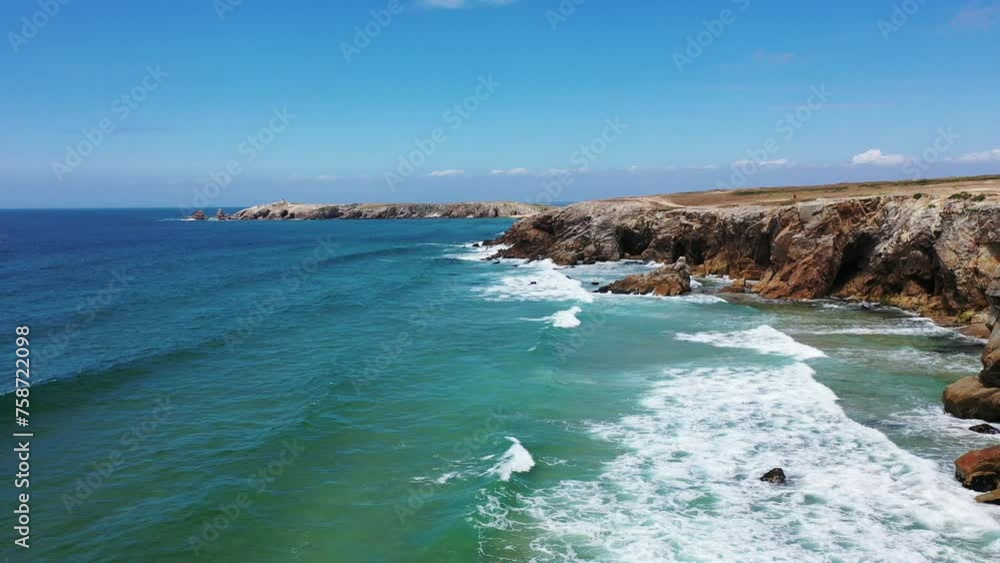 Beautiful ocean landscape, shot from a drone on a rock, ocean in 4K. Beautiful ocean landscape, shot from a drone on a rock, ocean in 4K.