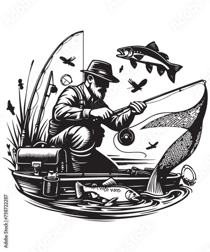 Fishing Vector Design, SVG eps Files for Cutting, Handmade calligraphy vector illustration, Hand written vector sign