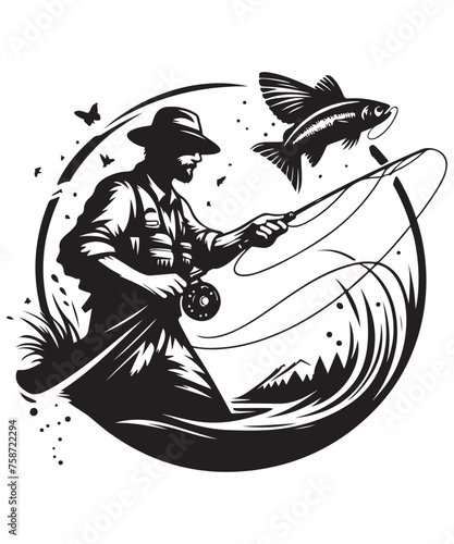 Fishing Vector Design, SVG eps Files for Cutting, Handmade calligraphy vector illustration, Hand written vector sign
