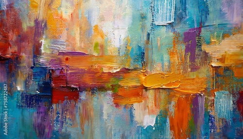 Abstract Chromatic Symphony: Vibrant Oil Painting on Canvas"