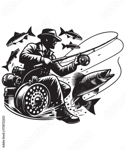 Fishing Vector Design, SVG eps Files for Cutting, Handmade calligraphy vector illustration, Hand written vector sign