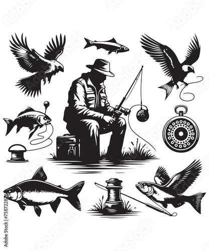 Fishing Vector Design, SVG eps Files for Cutting, Handmade calligraphy vector illustration, Hand written vector sign