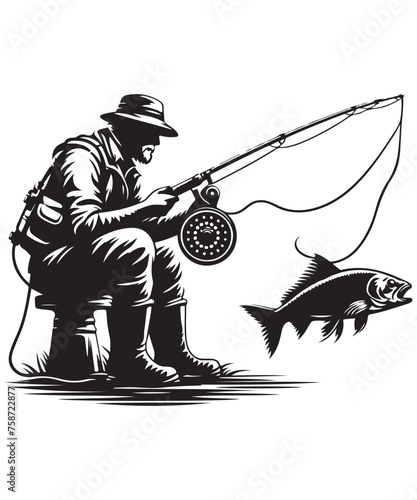 Fishing Vector Design, SVG eps Files for Cutting, Handmade calligraphy vector illustration, Hand written vector sign