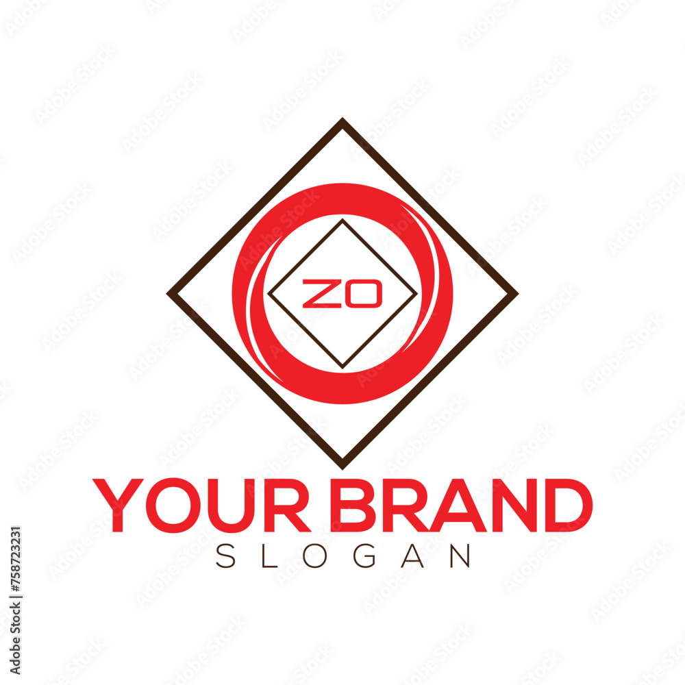 Modern letter ZO alphabet logo design with creative square symbol Modern letter ZO alphabet logo design with creative square symbol