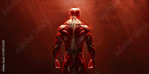 Human Anatomy Muscles Bones and Tendons Revealed in Exquisite Detail, Anatomical human body with muscular and circulatory systems.