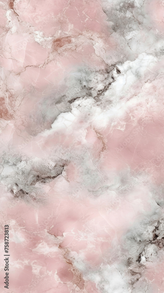 Blushing Marble, Soft Pink Elegance with Grey Veining Texture. Vertical background