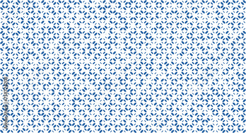 Blue geometric seamless pattern. Halftone style background.