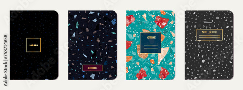 School diary cover design. Terrazzo abstract