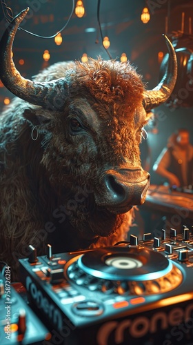 Buffalo in DJ booth dancing