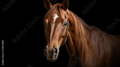Portrait of a brown horse ..