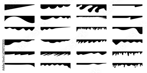 Geometric Website border and separator headers. Organic Web page.Divider shapes for web page. Abstract Curve Set for Banners, Posters, website and App. Vector Dividers shapes and headers.