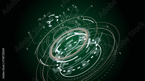 Vector editable, Sci-fi Futuristic UI FUI abstract circular element, for hologram screens and movies. Fully editable and ready for AE.
