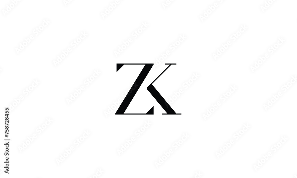 ZK, KZ, Z, K, Abstract Letters Logo Monogram ZK, KZ, Z, K, Abstract Letters Logo Monogram
