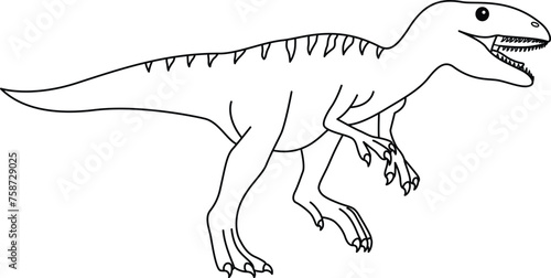 Allosaurus coloring page. Cute flat dinosaur isolated on white background