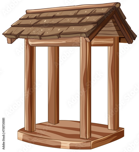 Vector illustration of a simple wooden gazebo.