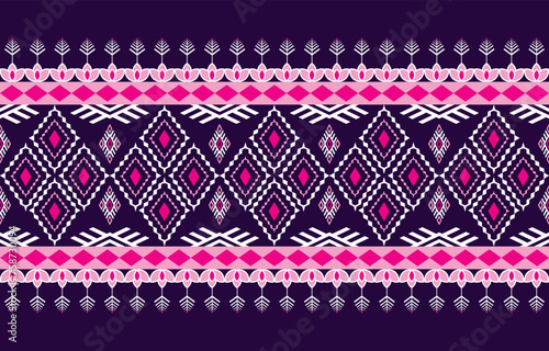 Ethnic Geometric Design.Ethnic Pattern in tribal, folk embroidery abstract art colorful. ornament print. Ethnic Geometric Design for wallpaper,carpet, clothing, fashion, fabric.