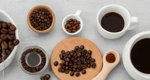 coffee beans and cup of coffee, ai generated