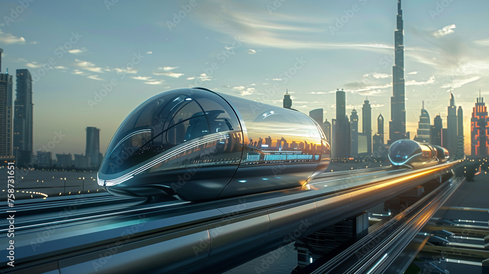 High-speed hyperloop golf course sleek pods and tracks - obrazy, fototapety, plakaty 