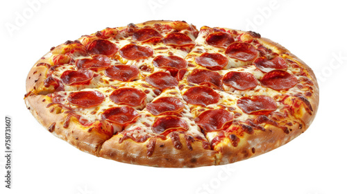 Pepperoni Pizza isolated on transparent png background. Generative ai 