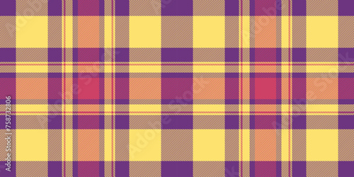Conceptual plaid vector background, stroke seamless pattern texture. Surface tartan check fabric textile in yellow and eminence colors.