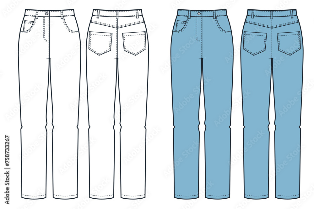 Denim woman's white and blue jeans. Denim woman's white and blue jeans.