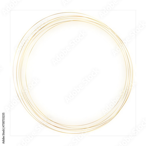 Gold thin round frame. Golden luxury circle logo.