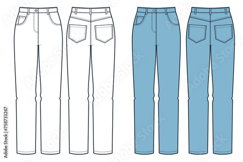Denim woman's white and blue jeans.