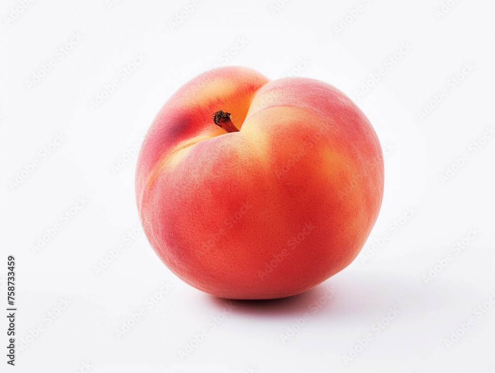 Single Ripe Peach on White Single Ripe Peach on White
