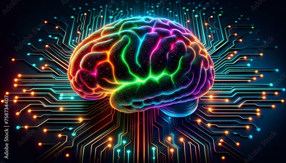 Digital Brain. Connecting AI, Artificial Intelligence Mind with Logic Board Digital Brain. Connecting AI, Artificial Intelligence Mind with Logic Board