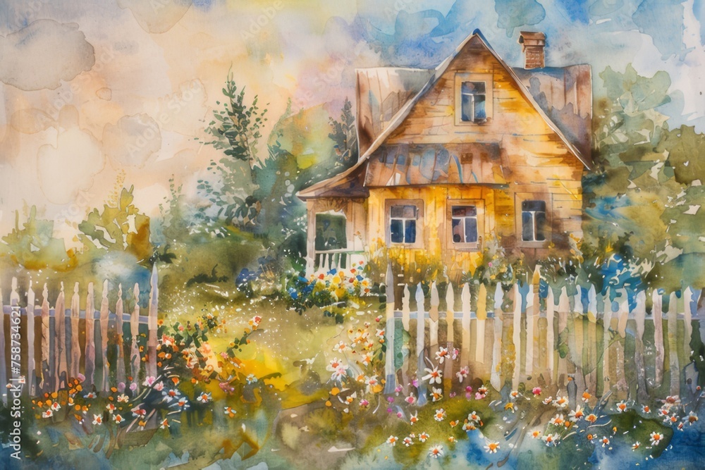 house in watercolor