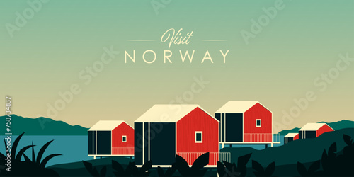 Visit Norway, horizontal banner, postcard