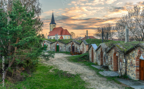 Wine cellars in South Moravia in the village of Vrbice.  photo