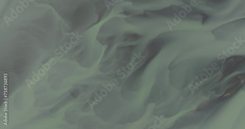 Aerial view of a glacial river water pattern, Iceland.