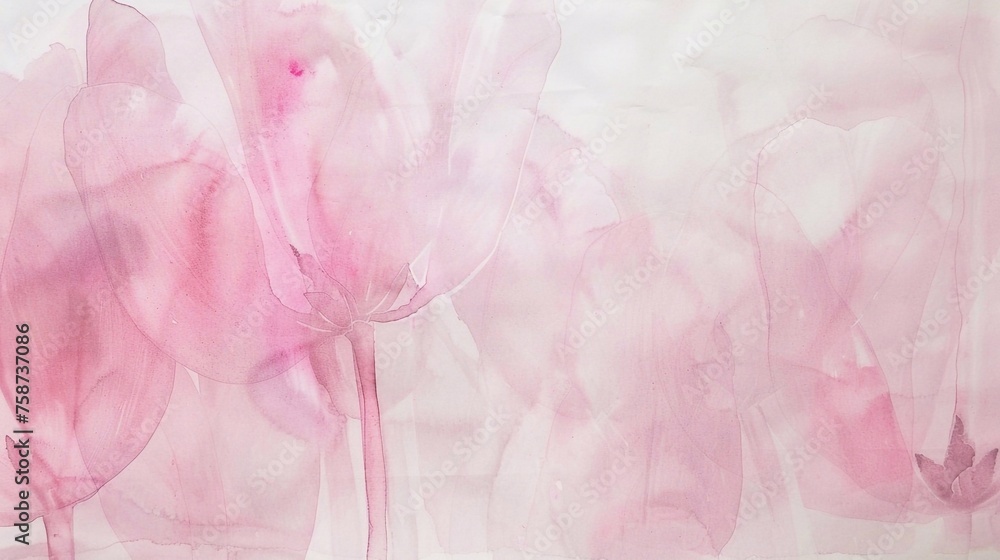 a painting light pink tulips