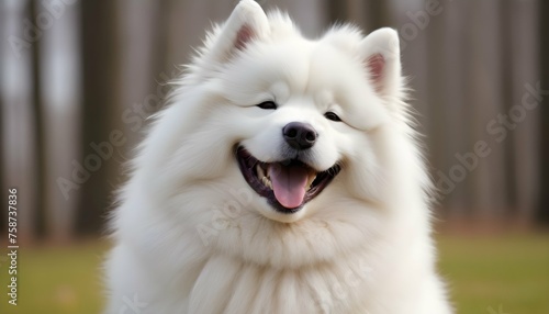 A Fluffy Samoyed Smiling Happily