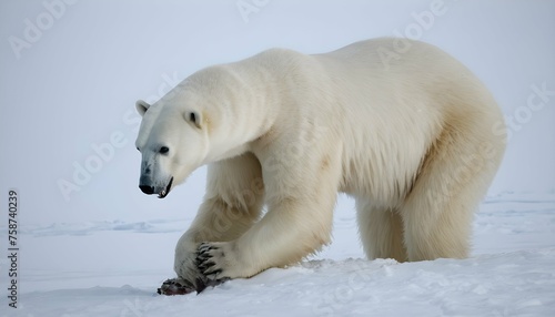 A Polar Bear With Its Powerful Claws Digging Into